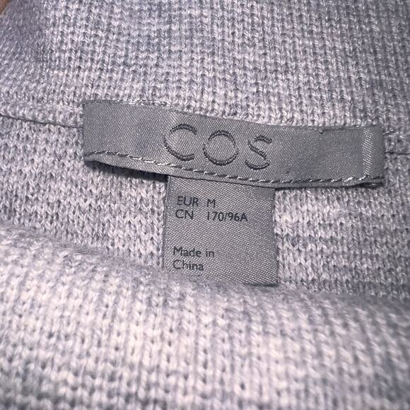 COS Sweater Womens EUR Size M Gray Mock Neck Knit Cotton-Wool Blend Minimalist - Picture 6 of 15